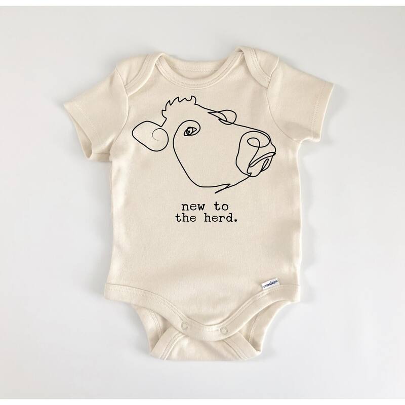 Cow Herd Farm - Baby Boy Girl Clothes Infant Bodysuit Funny Cute Newborn - White - 3-6M