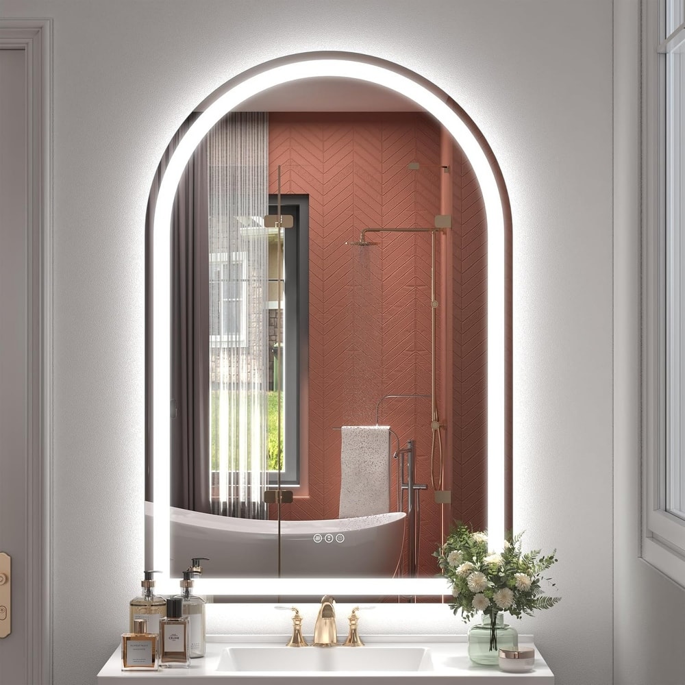 Arched LED Bathroom Wall Mirror Front and Backlit Anti Fog with 3 Year Warranty