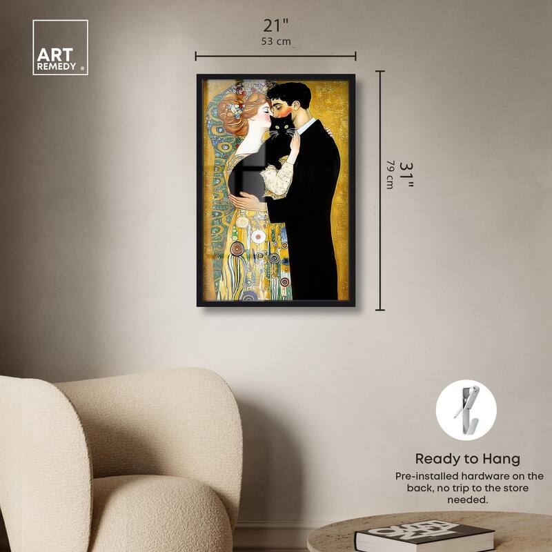 Kiss with Cat Shadowbox by Art Remedy