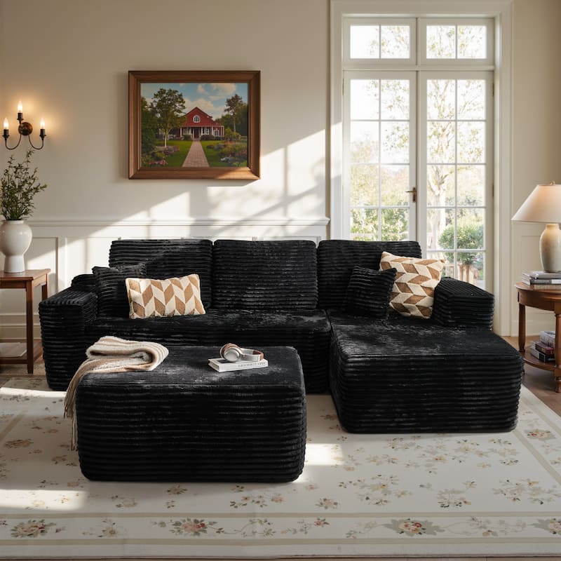 ​​OVIOS Lazy Chaise Lounge Sofa with Ottoman​