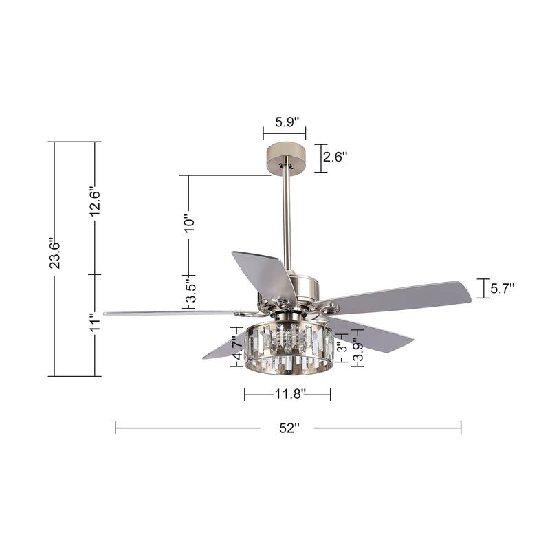 52" 5-Blade Farmhouse Ceiling Fan with Lights Remote Control