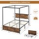 preview thumbnail 2 of 5, Four-Poster Queen Size Canopy Bed Frame with 2 Storage Drawers