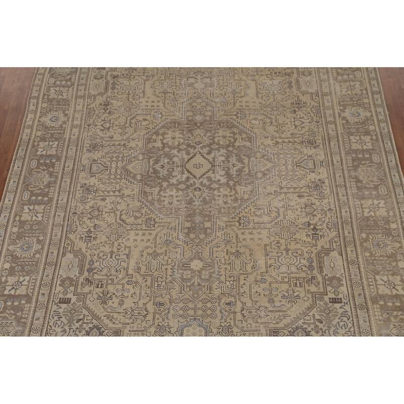 Geometric Tabriz Persian Vintage Area Rug Hand-Knotted Wool Carpet - 8'2"x 11'6"