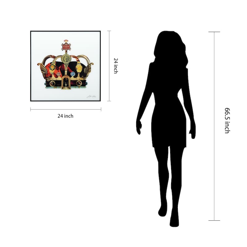 "Crown" Printed Glass Wall Art with Black Anodized Aluminum Frame