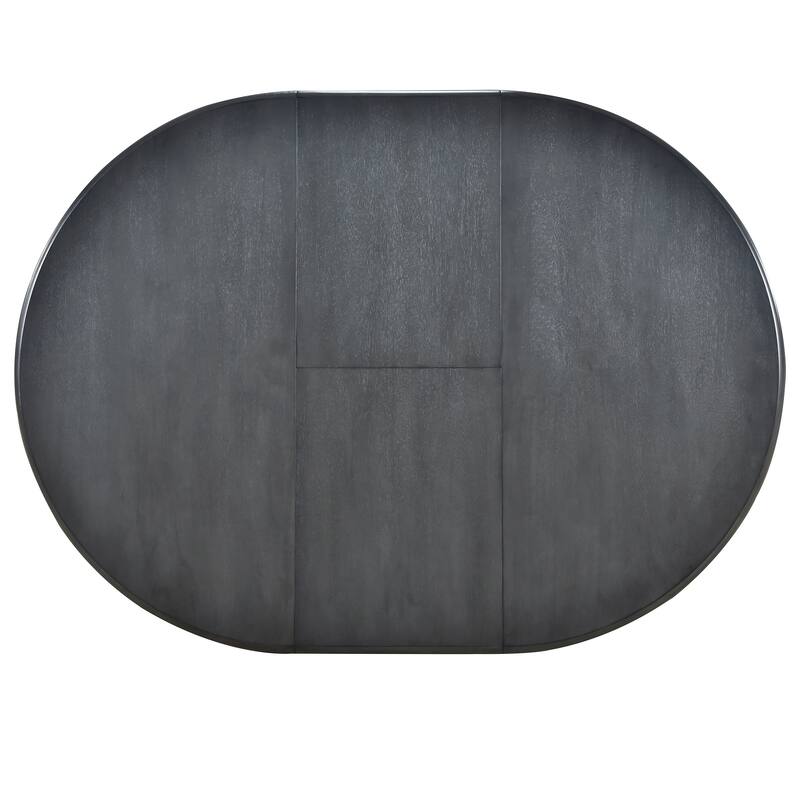 Wood Dining Table Extends From 41.4 " to 56.6", Round Dining Table with Hidden Flip Leaves, Kitchen Table with Rubber Wood Legs