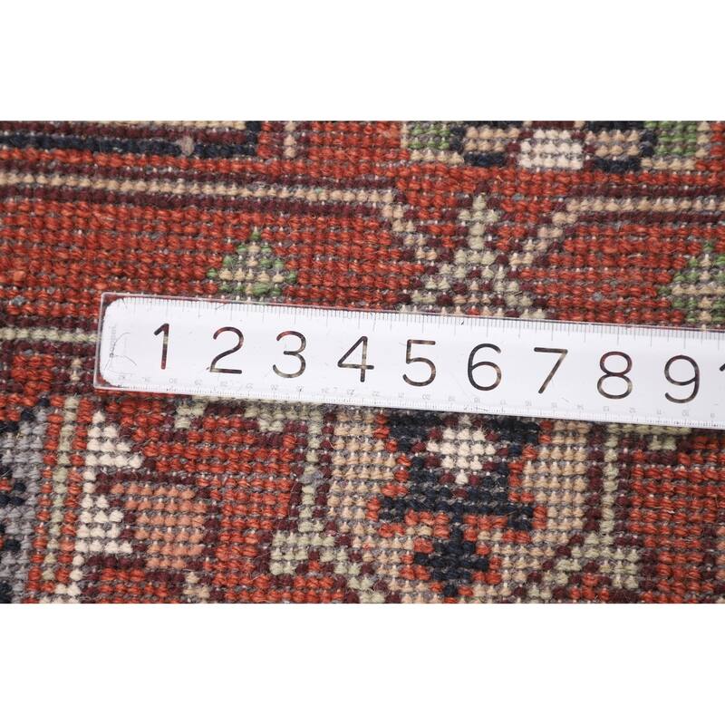 Navy Blue Orange Heriz Serapi Indian Area Rug Hand-Knotted Wool Carpet - 8'10" X 11'9"