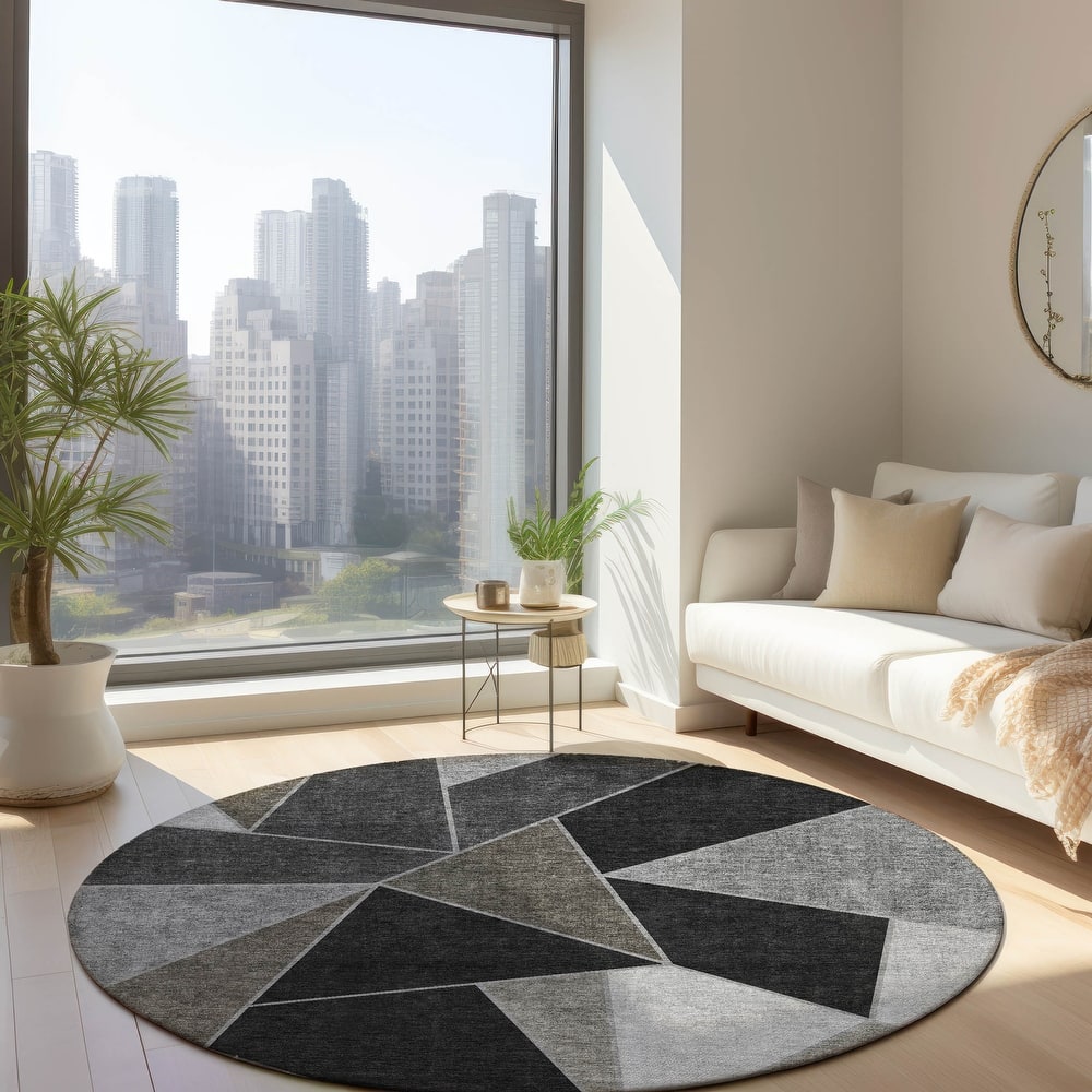 Machine Washable Indoor/ Outdoor Chantille Contemporary Mosaic Rug