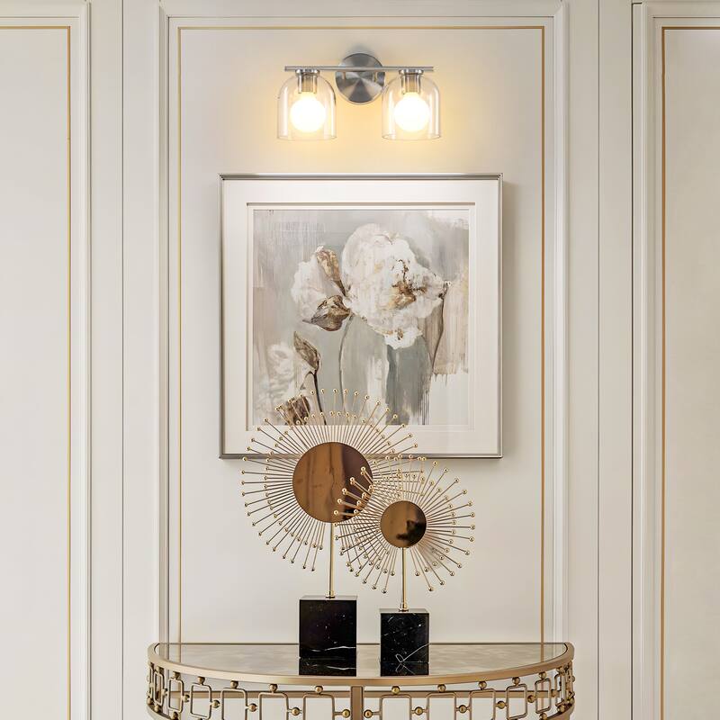 2/3/4-Light Dimmable Bathroom Vanity Light with Glass Shade - Matte Black