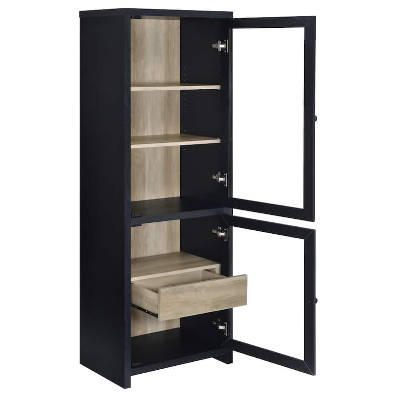 Denison 67-Inch 2-Door Media Tower Storage Cabinet Black