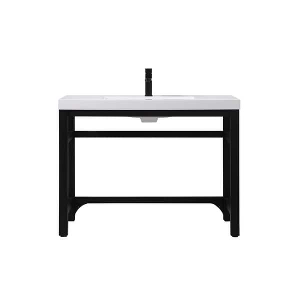 slide 2 of 11, Elegant Lighting VF14542 Raya 42" Rectangular Iron Console Bathroom Black