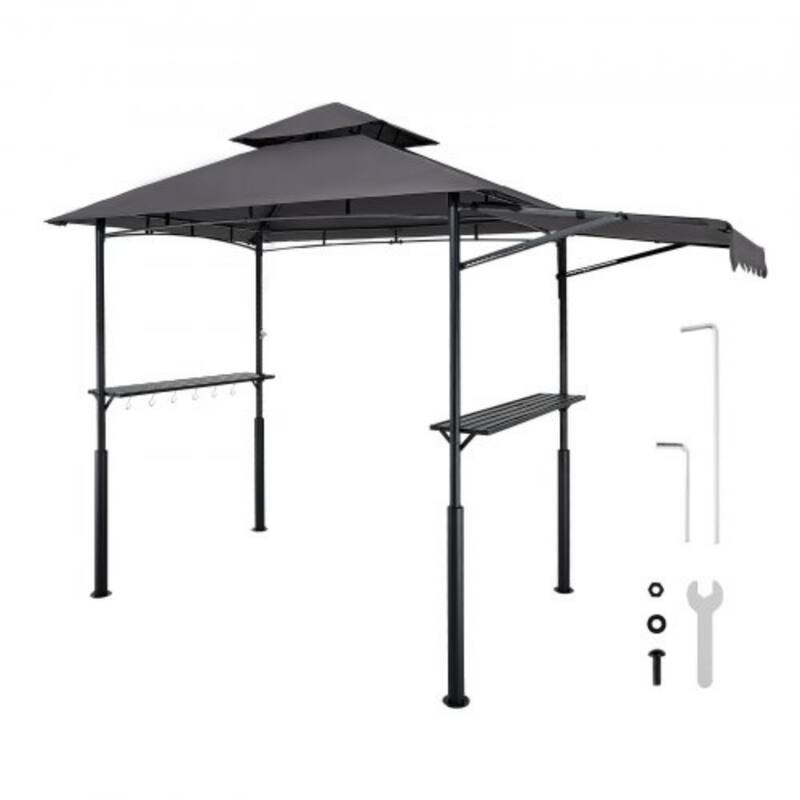 8x5 FT Outdoor Grill Gazebo with Double Tier Roof and UV Protection Canopy and Steel Frame Shelter - 95.67” x 59.06” x 98.43”