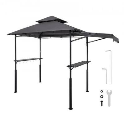 8x5 FT Outdoor Grill Gazebo with Double Tier Roof and UV Protection Canopy and Steel Frame Shelter - 95.67” x 59.06” x 98.43”