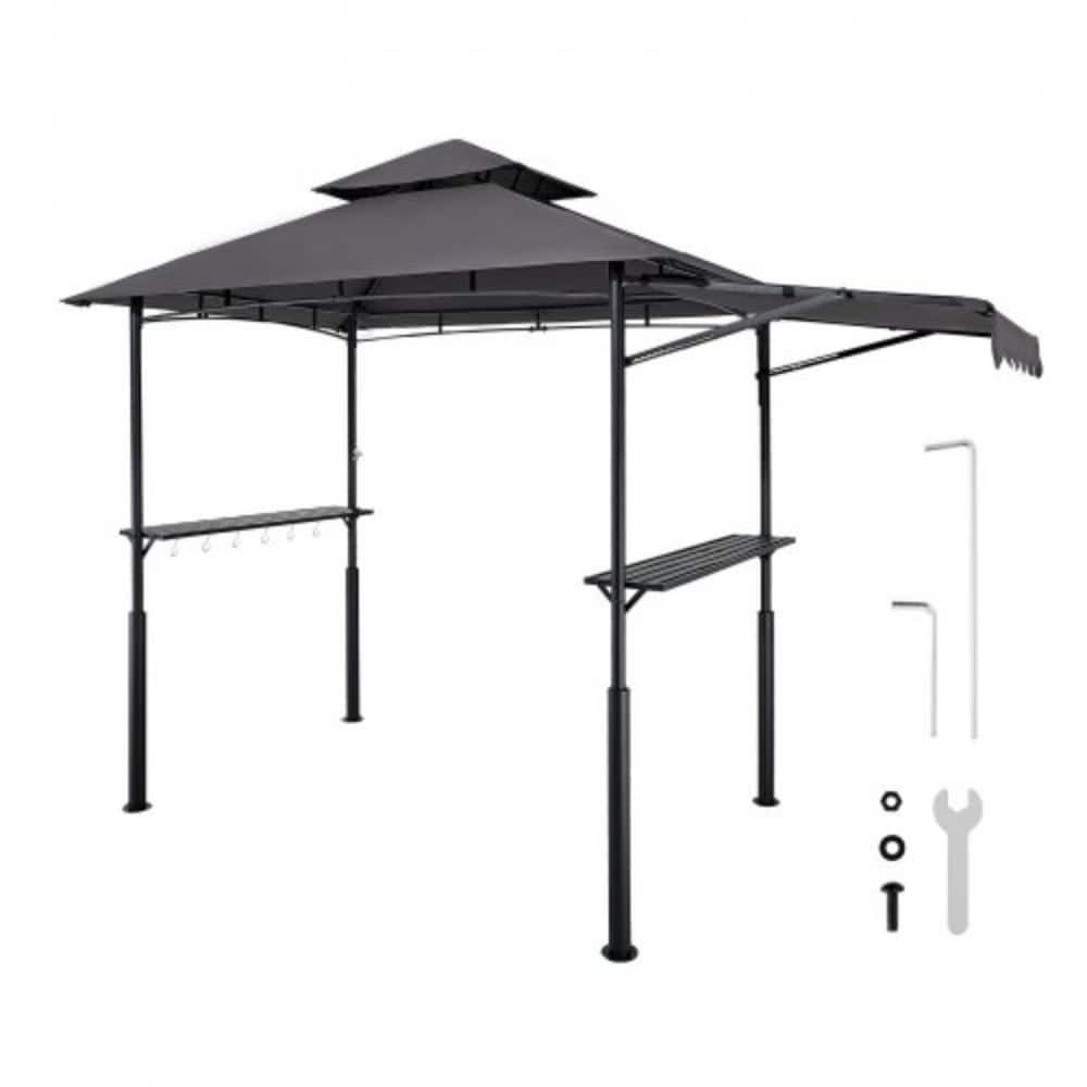 8x5 FT Outdoor Grill Gazebo with Double Tier Roof and UV Protection Canopy and Steel Frame Shelter - 95.67” x 59.06” x 98.43”
