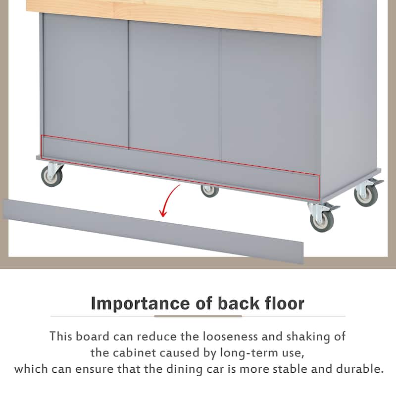 Rolling Mobile Kitchen Island with Drop Leaf - Solid Wood Top