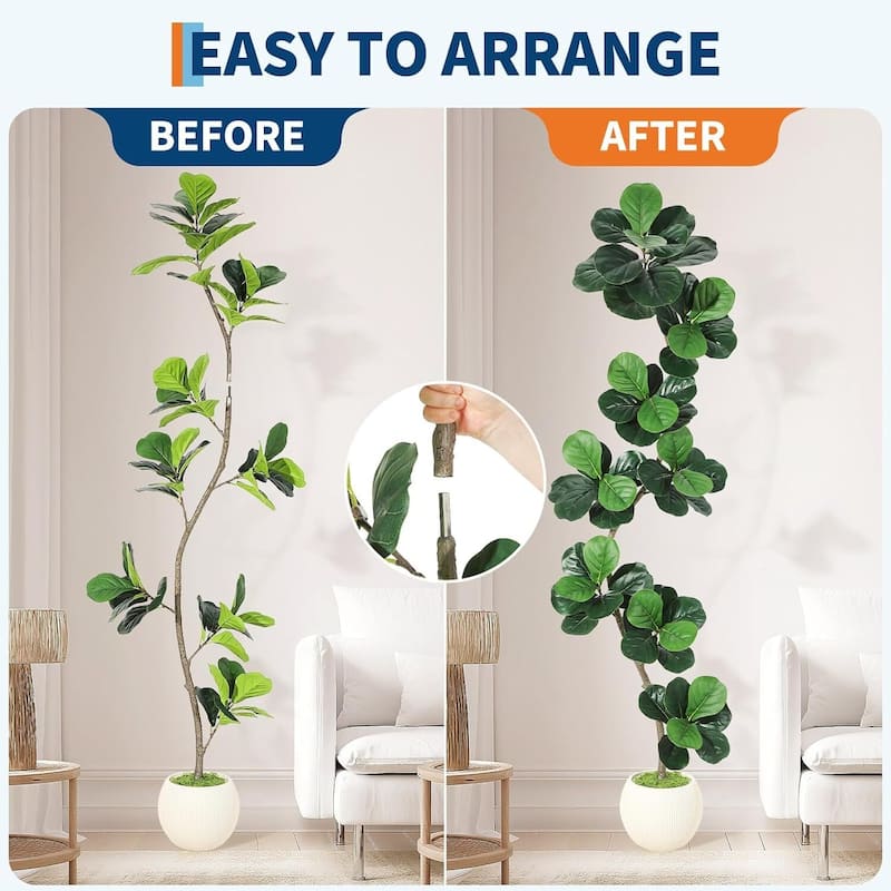 Fiddle Leaf Fig Artificial Tree, Fake Floor Plant for Home Decor