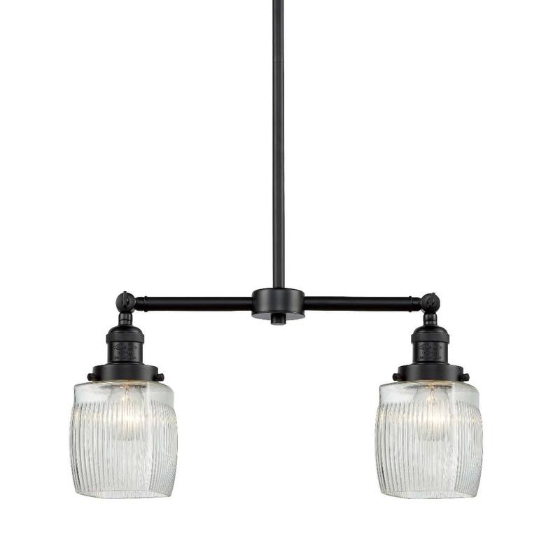 Innovations Lighting Colton 2 Light 22" Wide Linear Chandelier - Oil Rubbed Bronze / Thick Clear Halophane