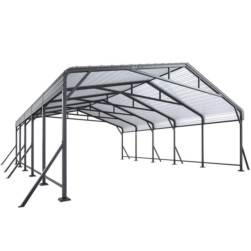EROMMY Heavy Duty Metal Carport with Extra Support Poles, UV & Waterproof Car Canopy for Outdoor Vehicle Shelter