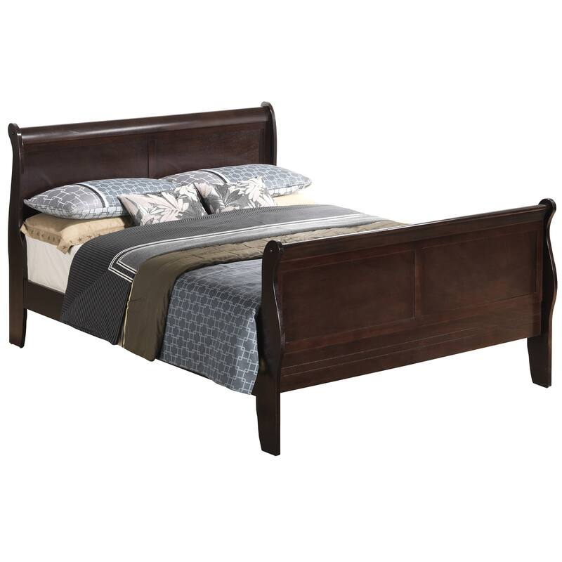 Wooden Sleigh Queen Platform Bed - 84" - Dark Brown