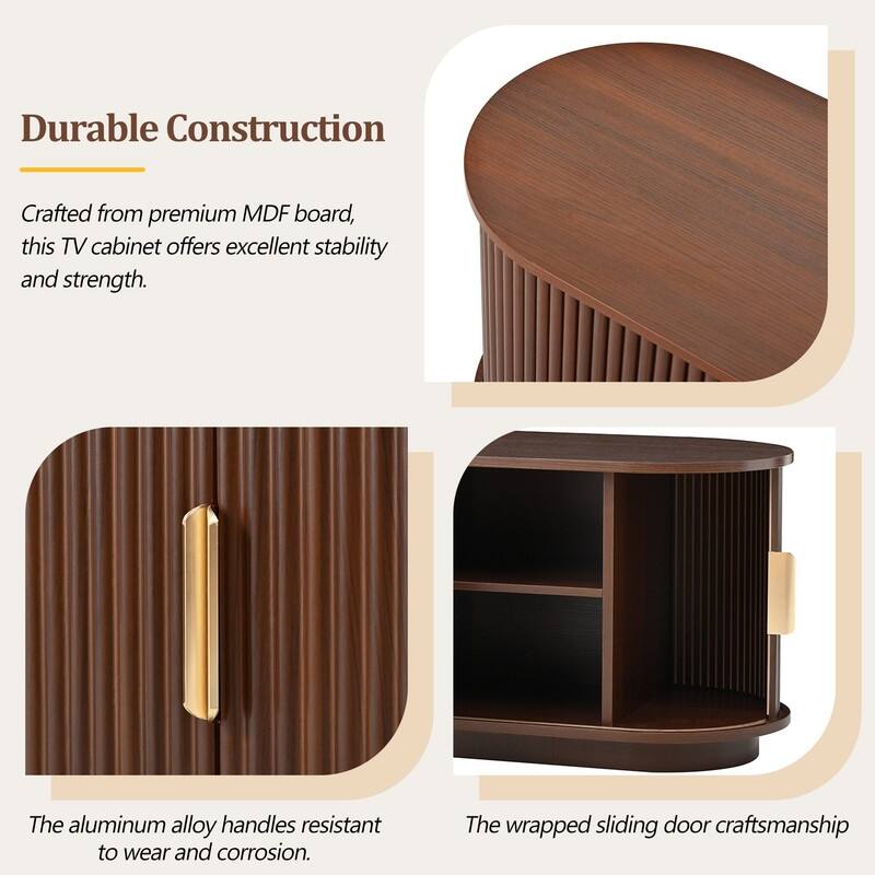 Farmhouse Wooden TV Stand up to 75" with Sliding Door and Adjustable Shelves for Modern Home Entertainment