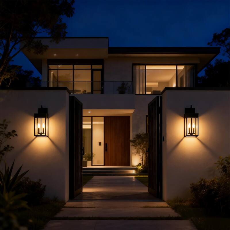 Oil Rubbed Bronze Outdoor Hardwired Wall Lantern Sconce - 2 Variants (20in 1-Light/24in c), Clear Glass, Wet Rated