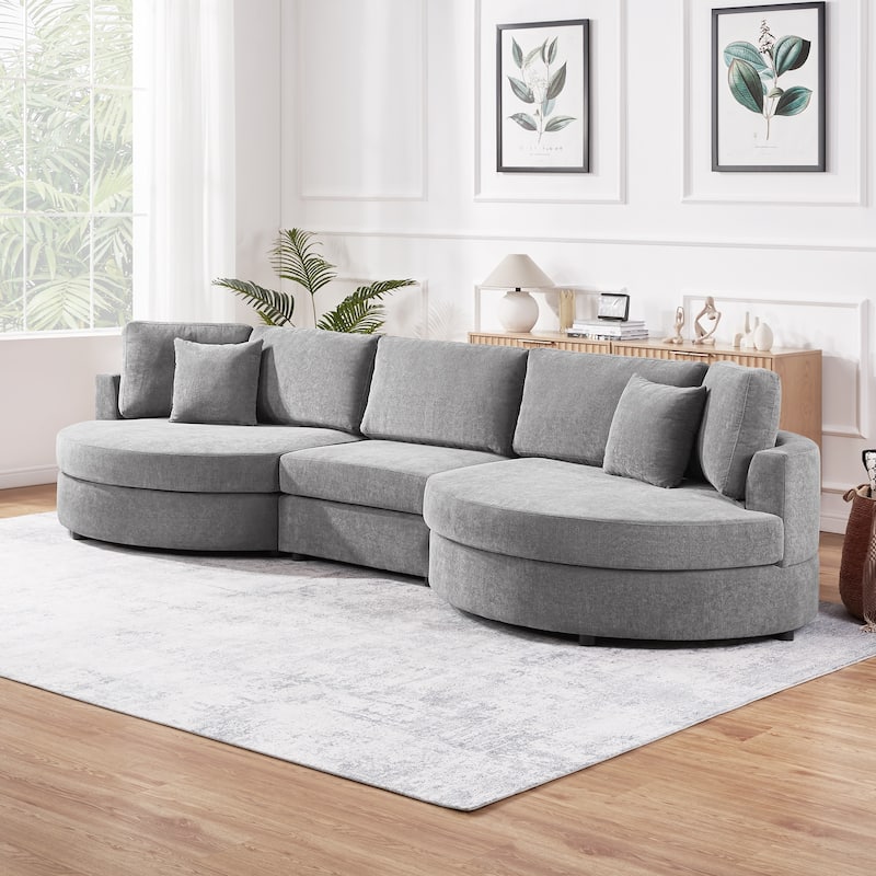 Christopher Knight Home - Xanthippe 3 Seater Upholstered Curved Design Sofa with Throw Pillow