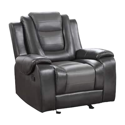 Istro 39 Inch Glider Manual Recliner Chair, 2 Tone Gray Faux Leather