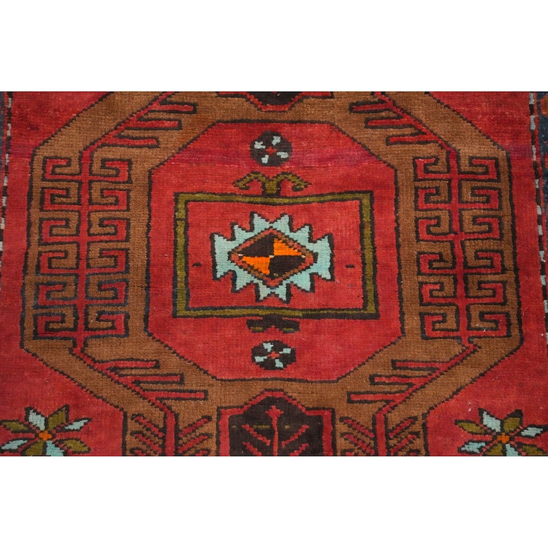 Hand Knotted Oriental 100% Wool Carpet Traditional Tribal Red Ardebil Runner Rug - 9' 3'' X 3' 4''