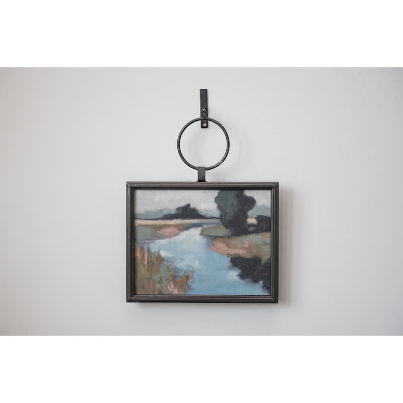 Modern Metal Framed Landscape Wall Art with Hanging Bracket