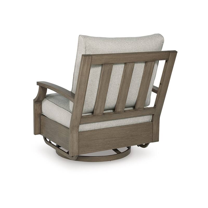 Inaya Outdoor Swivel Glider Chair with Cushion, Brown Coated Metal