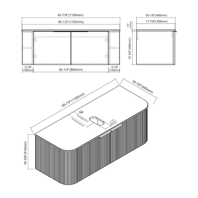 Dillon 46" Single Vanity 5 Pc Combo