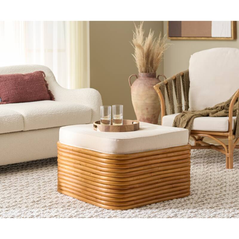 SAFAVIEH Couture Flanders Rattan Pole Cocktail Ottoman