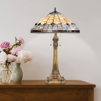 Alice River of Goods Multicolor Stained Glass Dome Shade 26.75-Inch Table Lamp - 18" x 18" x 26.75"