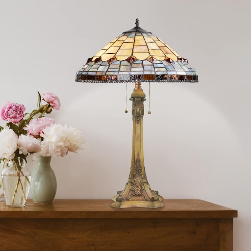 Alice River of Goods Multicolor Stained Glass Dome Shade 26.75-Inch Table Lamp - 18" x 18" x 26.75"