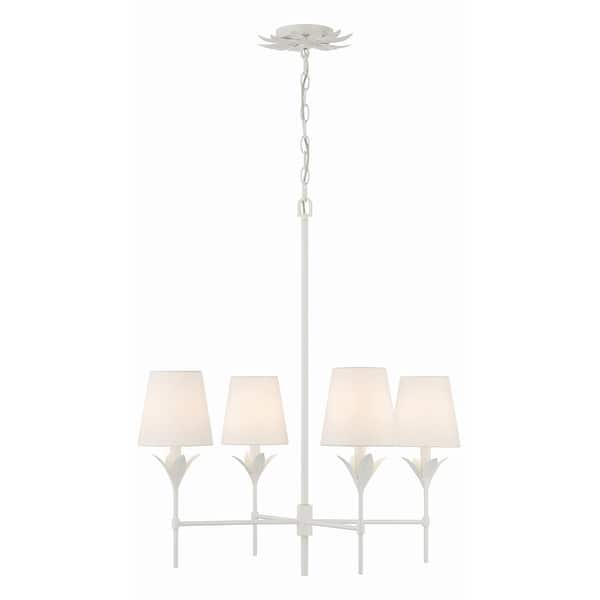 slide 2 of 11, Broche 4 Light Matte White Chandelier - 28"W x 28"H x 28"D