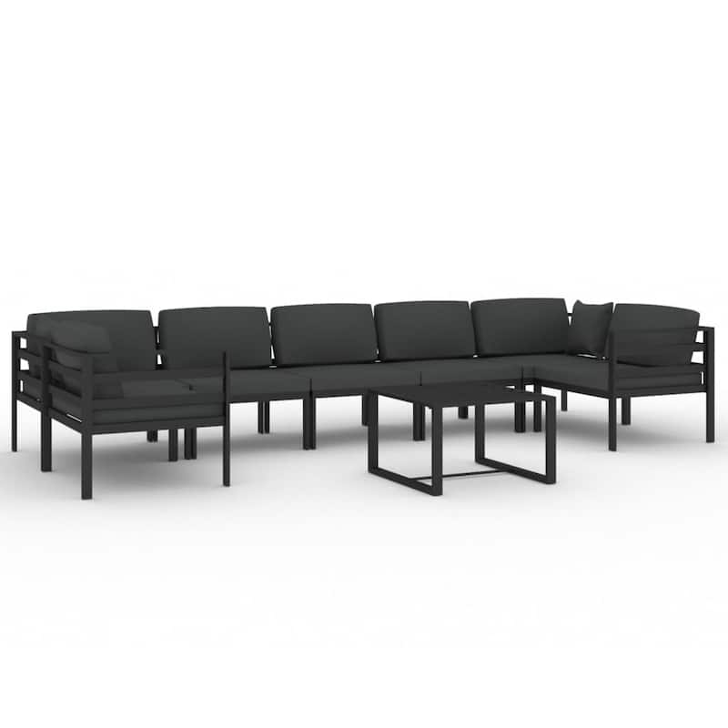 vidaXL Patio Lounge Set Outdoor Sectional Sofa Set Table Aluminum Anthracite - 27.6" x 27.6" x 25.4"