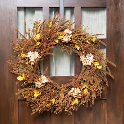 32" Brown Fall Grass Autumn Harvest Artificial Wreath – Unlit