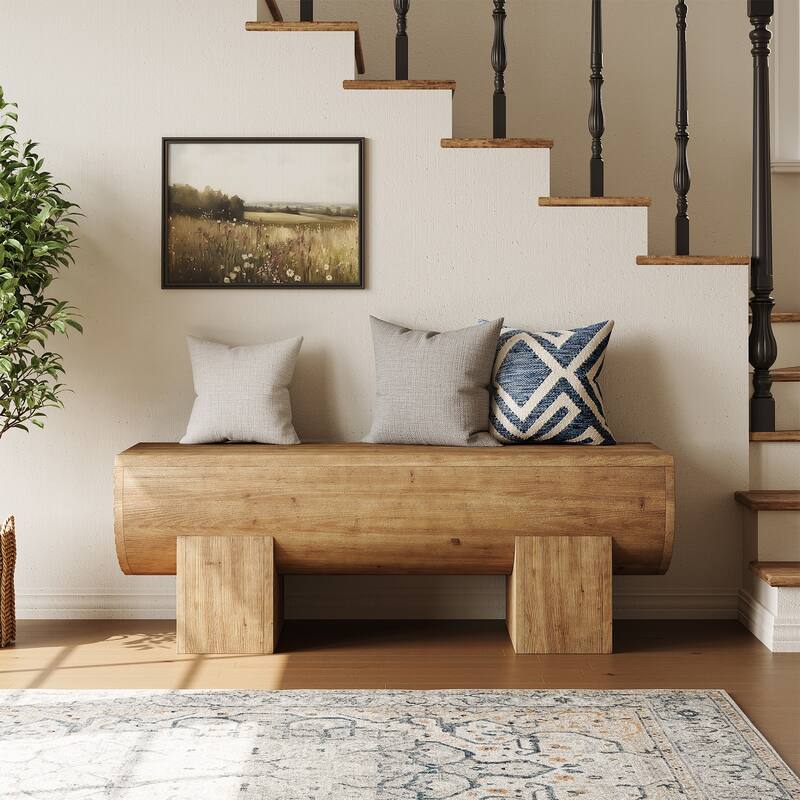 47 Inch Solid Wood Dining Bench Entryway End of Bed Bench for bedroom