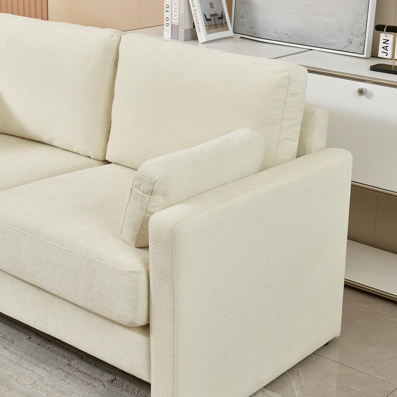 58.66"Small Modern Loveseat Sofa,Mid Century Chenille Fabric 2-Seat Couch Love Seat with Back Cushions
