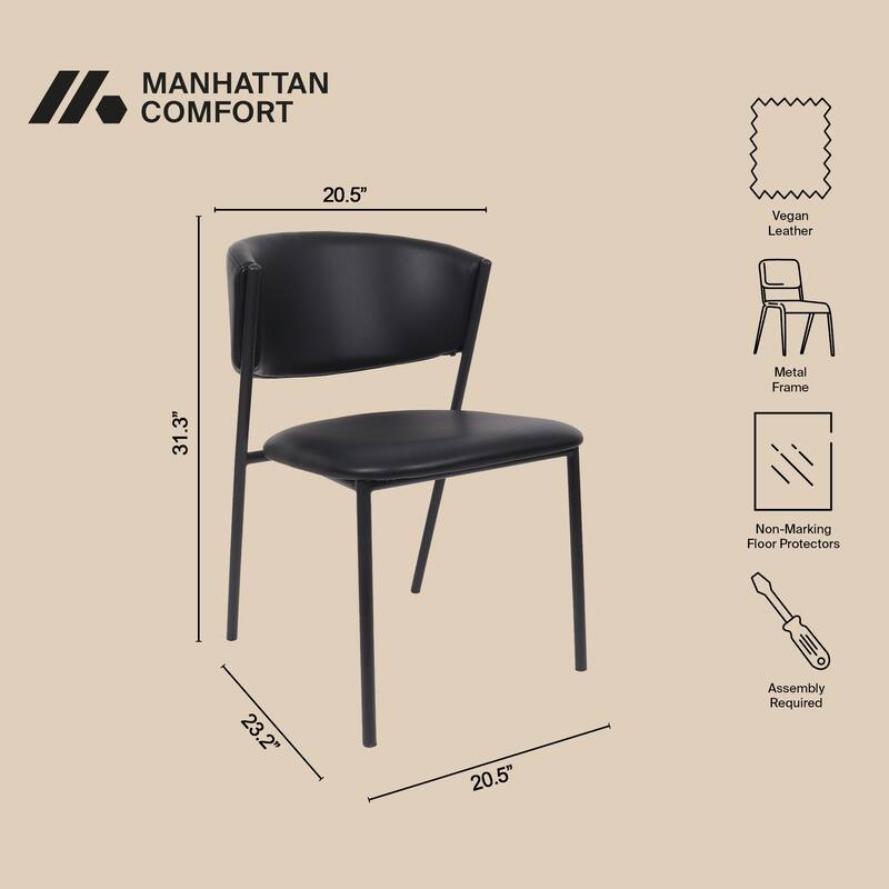 Manhattan Comfort Drift Vegan Leather Metal Side Chair - Set of 4