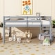 preview thumbnail 42 of 50, Solid Rubberwood Loft Bed Frame with Ladder, Guardrails and Underbed Storage Space - Low Height Design for Kids and Teens