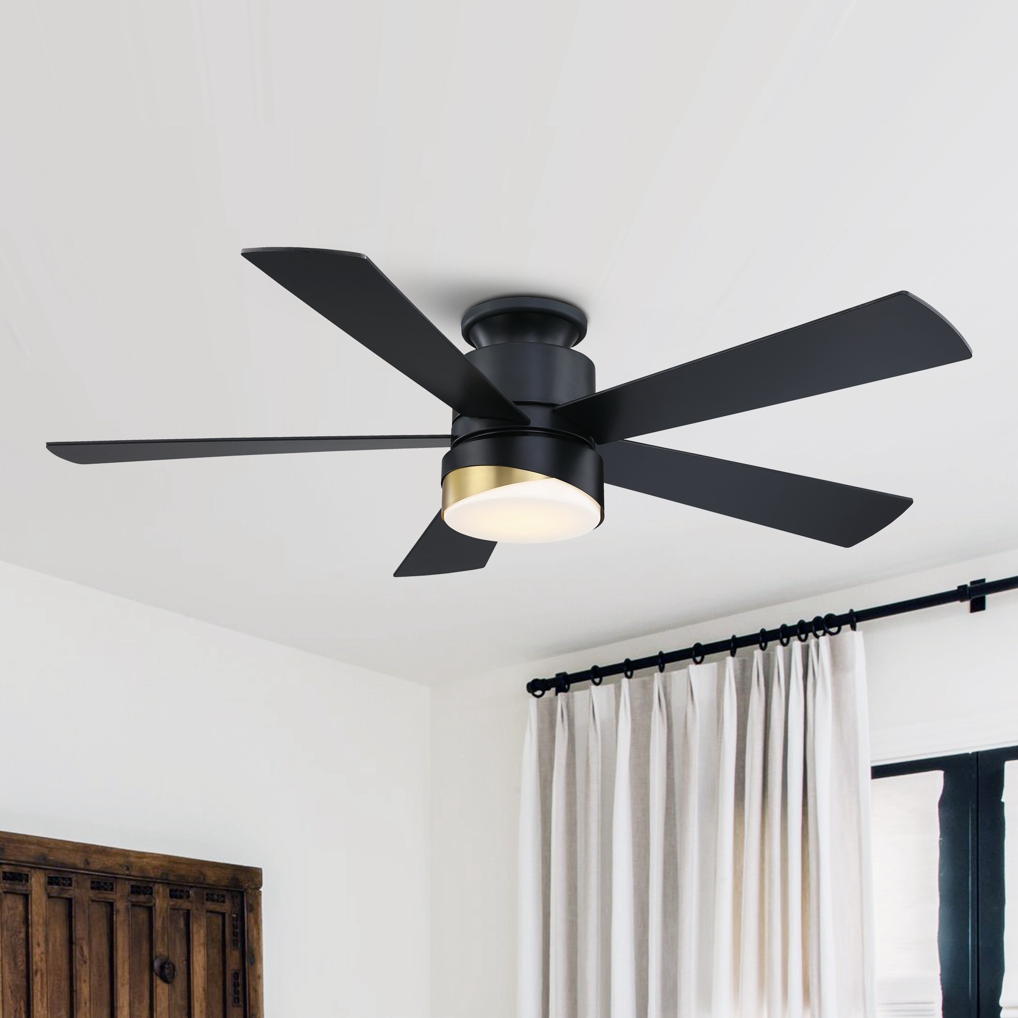 52" Modern Black Smart Hunger Ceiling Fan with Light and Remote, App Control, Voice Control