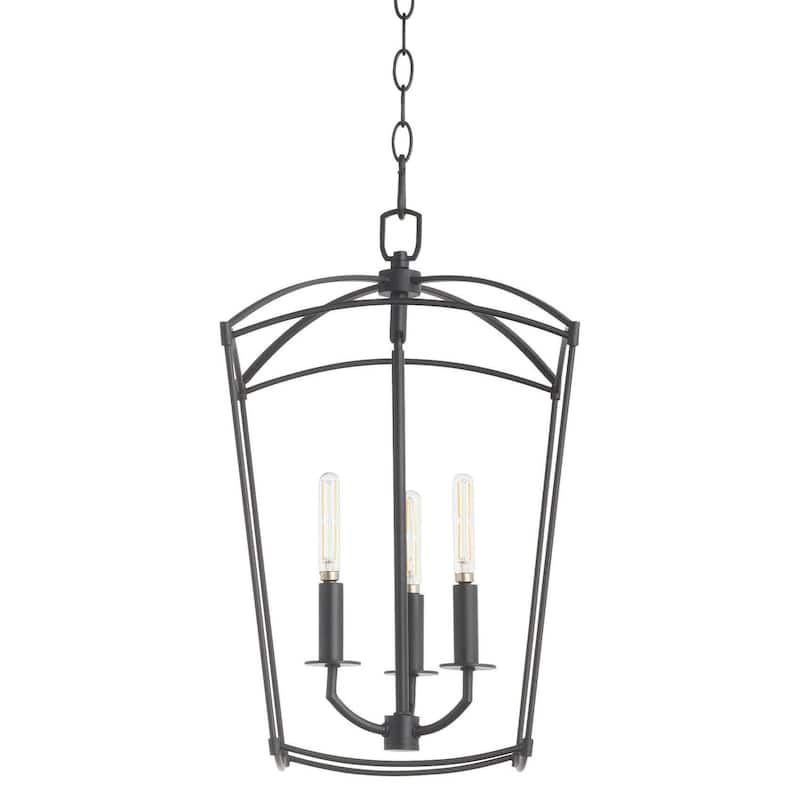 Quorum International 6812-3 Mantle 3 Light 12" Wide Pendant - Matte Black