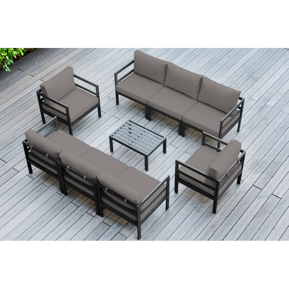 Ohana Outdoor 9-pc. Cushioned Aluminum Sectional - No Assembly