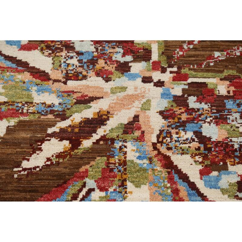 Vegetable Dye Contemporary Abstract Wool Area Rug Hand-knotted Carpet - 5'8" x 7'9"