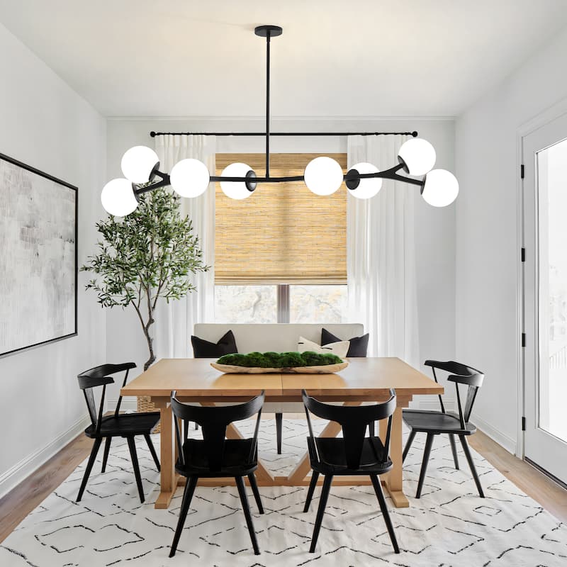 Dimmable Modern Chandelier for Dining Room with Frosted Glass Shade