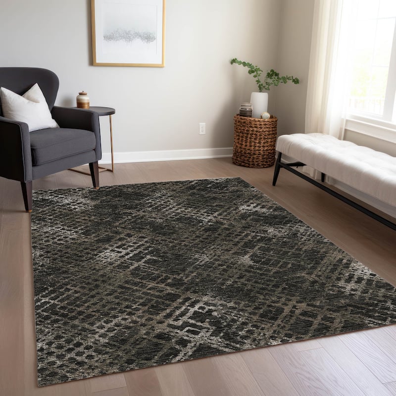 Machine Washable Indoor/ Outdoor Chantille Vintage Trellis Rug