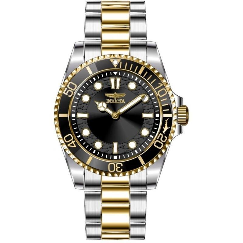 INVICTA Men's 49698 Pro Diver Quartz PC20S Brass Dial Watch - Black