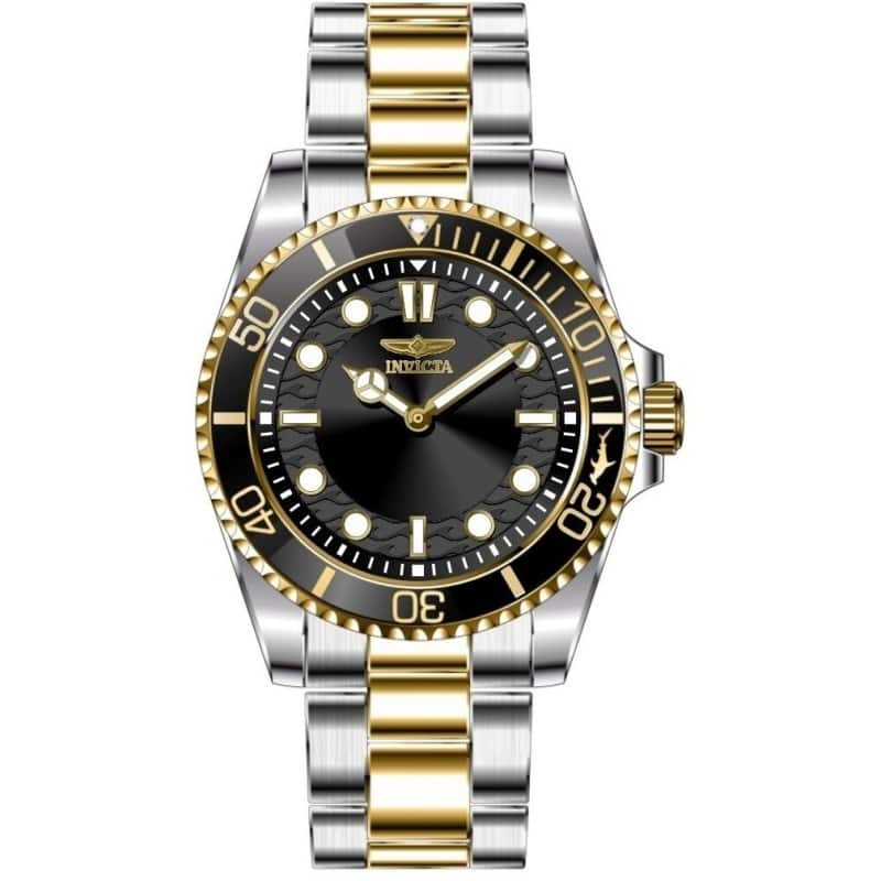 INVICTA Men's 49698 Pro Diver Quartz PC20S Brass Dial Watch - Black