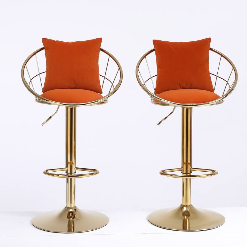 Velvet Bar Chair, 360 Degree Rotation Adjustable Counter Chair Set of 2
