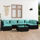 Option Black/Water blue 4 x Middle sofa